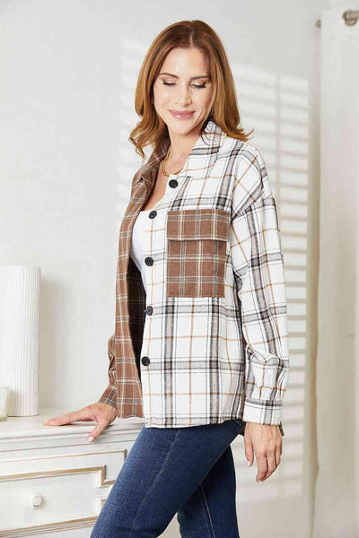 Plaid Contrast Button Up Shirt Jacket *IN STOCK*