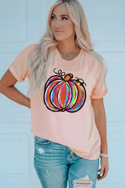 Pumpkin Graphic Round Neck T-Shirt