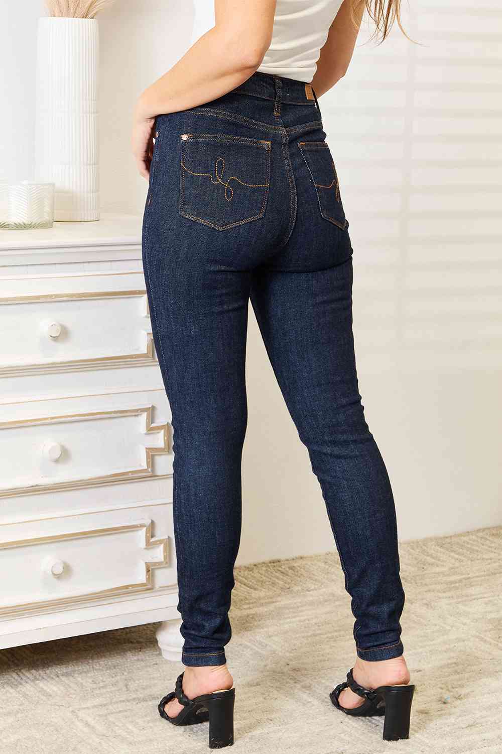 Judy Blue High Waist Pocket Embroidered Skinny Jeans