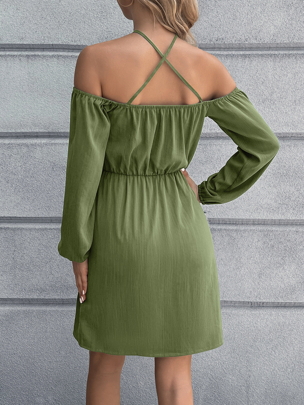 Cold-Shoulder Crisscross Mini Dress